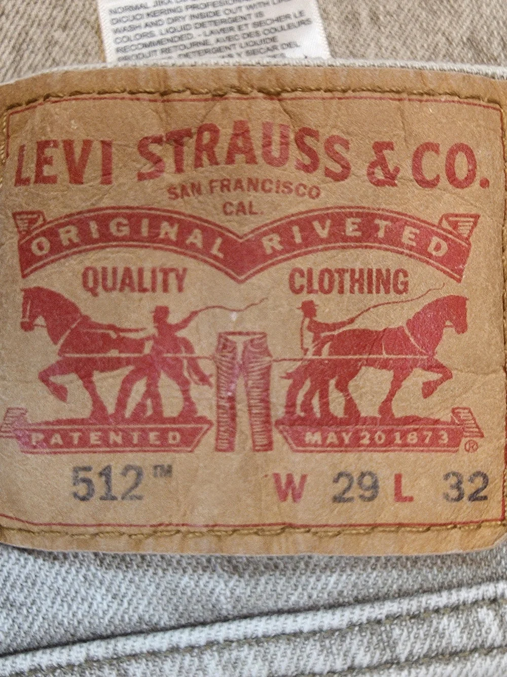 Levi's 512 Men's Slim Jeans in Light Beige sz 29x32